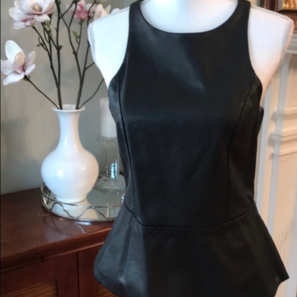 Express Faux Leather Peplum Top
